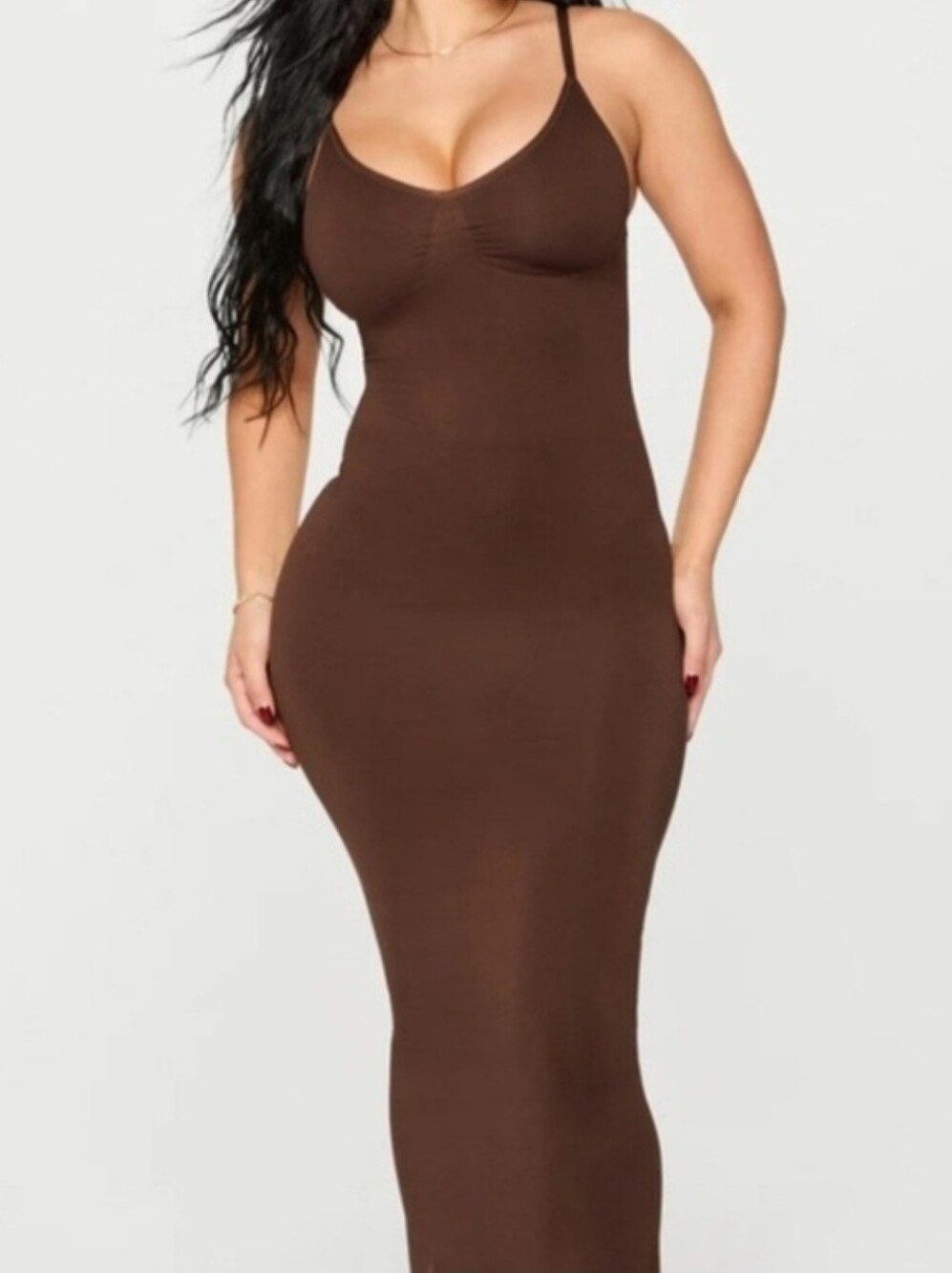 Sleek Chocolate Brown Bodycon Midi Dress